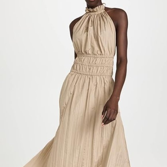 Ramy Brook Dresses & Skirts - RAMY BROOK Delany Crinkle Taffeta Maxi Dress in Flax Size Small New